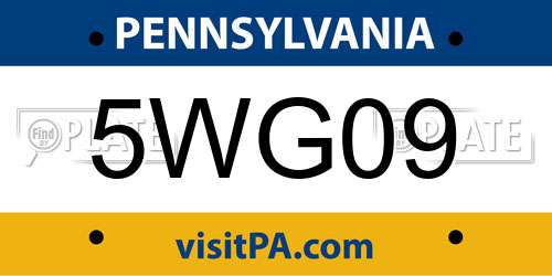 5WG09 Pennsylvania License Plate