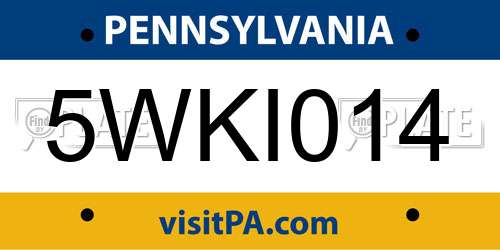 5WKI014 Pennsylvania License Plate