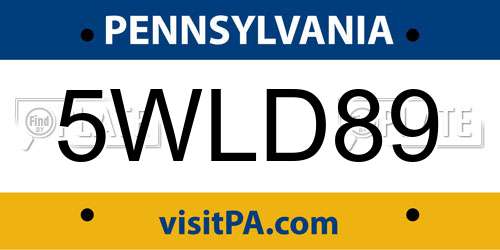 5WLD89 Pennsylvania License Plate