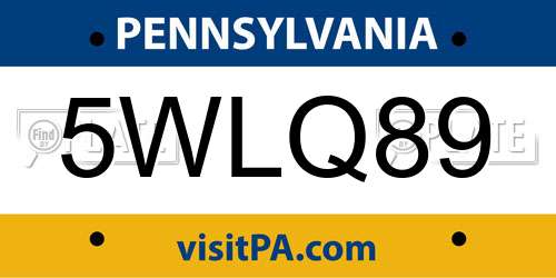 5WLQ89 Pennsylvania License Plate