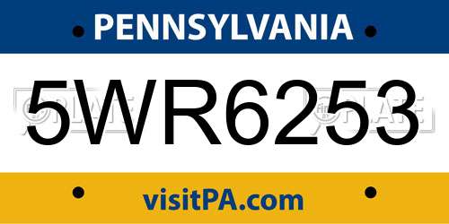 5WR6253 Pennsylvania License Plate