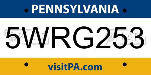 5WRG253 Pennsylvania License Plate