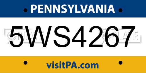 5WS4267 Pennsylvania License Plate