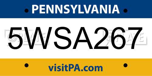 5WSA267 Pennsylvania License Plate