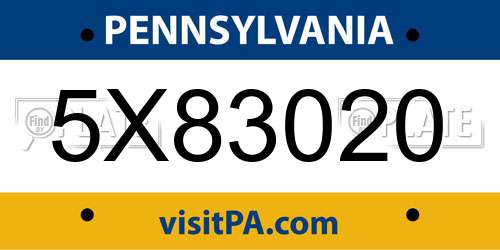 5X83020 Pennsylvania License Plate