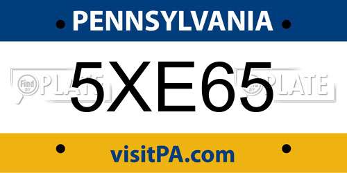 5XE65 Pennsylvania License Plate