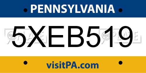 5XEB519 Pennsylvania License Plate