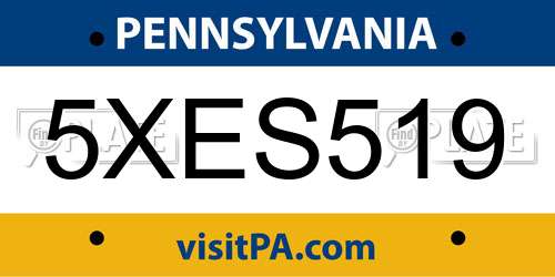 5XES519 Pennsylvania License Plate