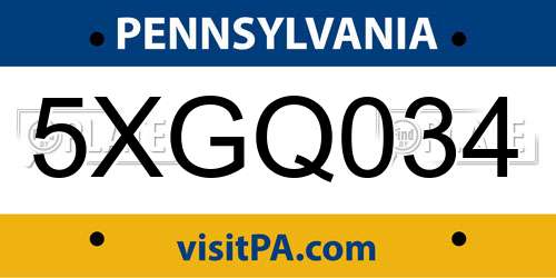5XGQ034 Pennsylvania License Plate