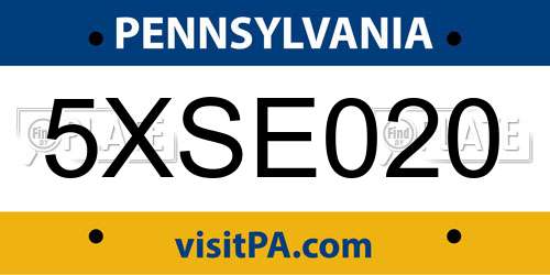 5XSE020 Pennsylvania License Plate
