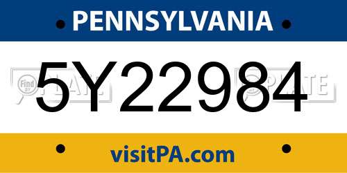 5Y22984 Pennsylvania License Plate