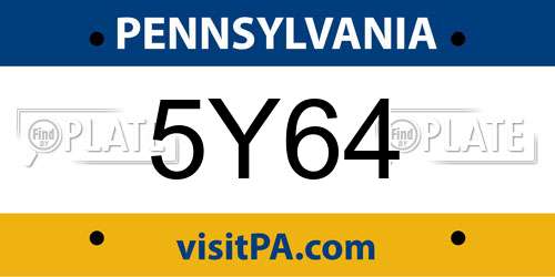 5Y64 Pennsylvania License Plate
