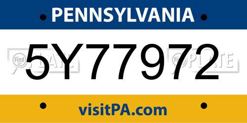 5Y77972 Pennsylvania License Plate