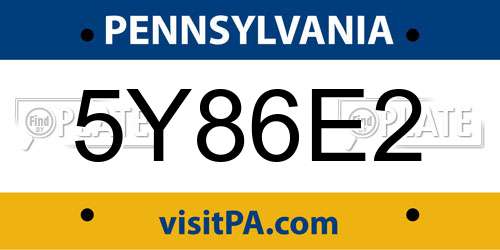 5Y86E2 Pennsylvania License Plate