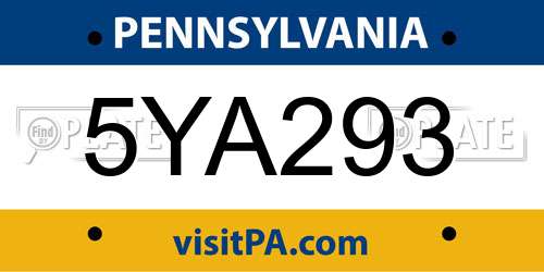 5YA293 Pennsylvania License Plate