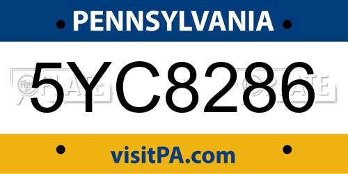 5YC8286 Pennsylvania License Plate