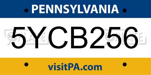 5YCB256 Pennsylvania License Plate