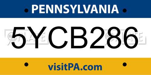 5YCB286 Pennsylvania License Plate