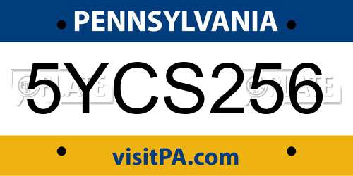 5YCS256 Pennsylvania License Plate