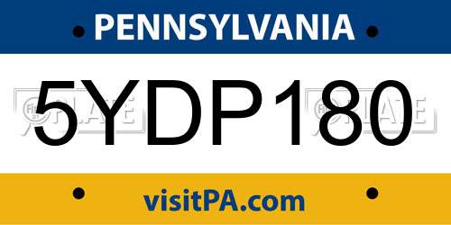 5YDP180 Pennsylvania License Plate
