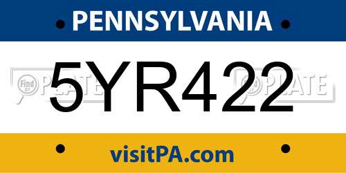 5YR422 Pennsylvania License Plate