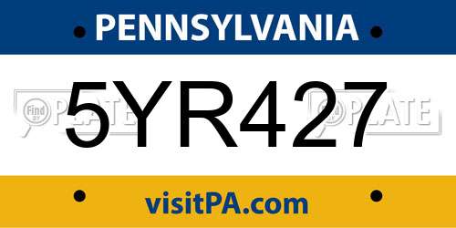 5YR427 Pennsylvania License Plate
