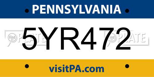 5YR472 Pennsylvania License Plate