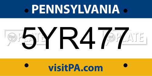 5YR477 Pennsylvania License Plate