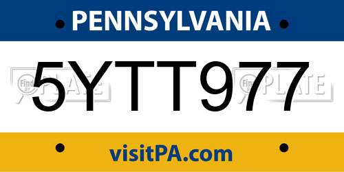 5YTT977 Pennsylvania License Plate