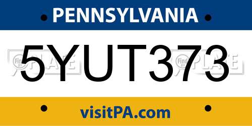 5YUT373 Pennsylvania License Plate