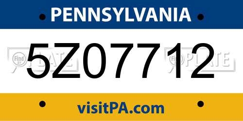 5Z07712 Pennsylvania License Plate