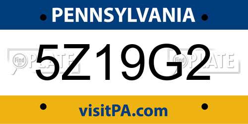 5Z19G2 Pennsylvania License Plate