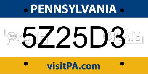 5Z25D3 Pennsylvania License Plate