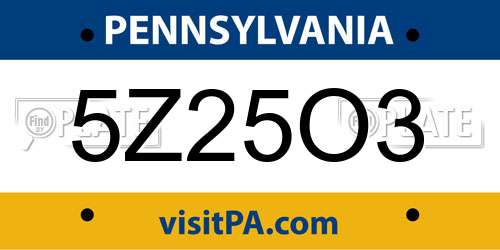5Z25O3 Pennsylvania License Plate