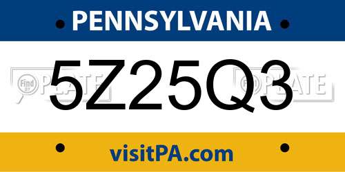 5Z25Q3 Pennsylvania License Plate