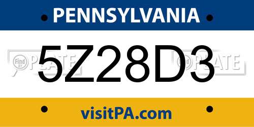 5Z28D3 Pennsylvania License Plate