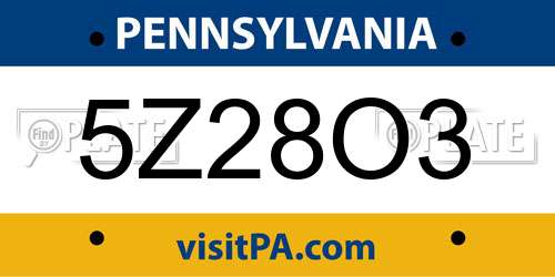 5Z28O3 Pennsylvania License Plate