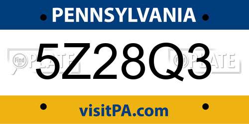 5Z28Q3 Pennsylvania License Plate