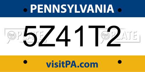 5Z41T2 Pennsylvania License Plate