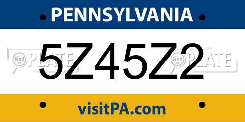 5Z45Z2 Pennsylvania License Plate