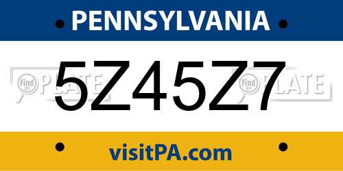 5Z45Z7 Pennsylvania License Plate