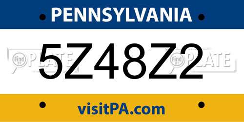 5Z48Z2 Pennsylvania License Plate