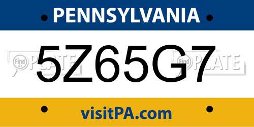 5Z65G7 Pennsylvania License Plate