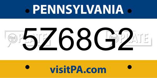 5Z68G2 Pennsylvania License Plate