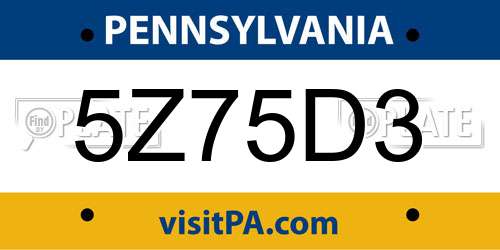 5Z75D3 Pennsylvania License Plate