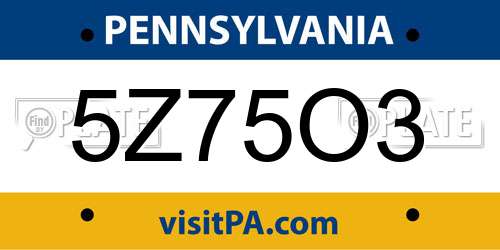 5Z75O3 Pennsylvania License Plate