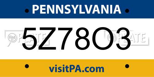 5Z78O3 Pennsylvania License Plate