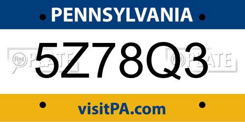 5Z78Q3 Pennsylvania License Plate