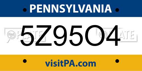 5Z95O4 Pennsylvania License Plate