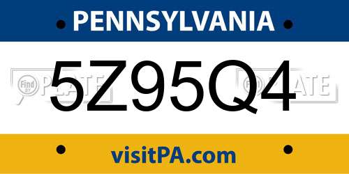 5Z95Q4 Pennsylvania License Plate